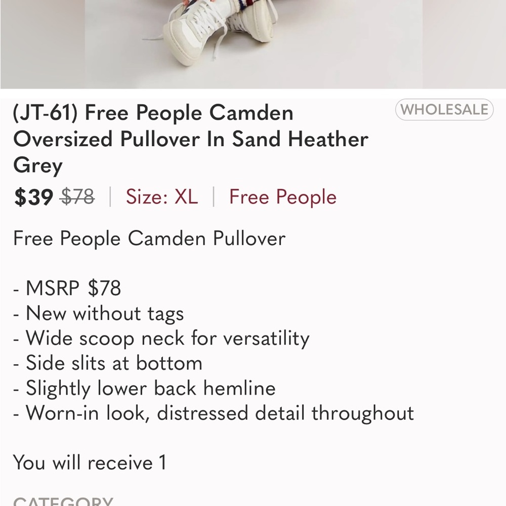 FP Camden Oversized Sweatshirt in Sand Heather Gray - Picture 9 of 14